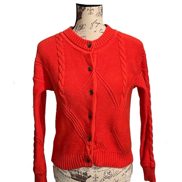 CAbi #5449 Cable Knit Citrus Cardigan - Picture 6 of 8